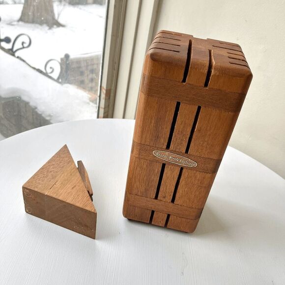 Vintage Regent Sheffield Mahogany Convertible Knife Block Storage Organizer - Picture 2 of 11